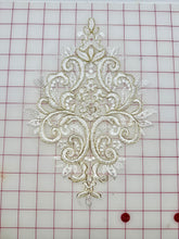 Applique - Gold Corded Lace Ivory 11-inch Dyeable!